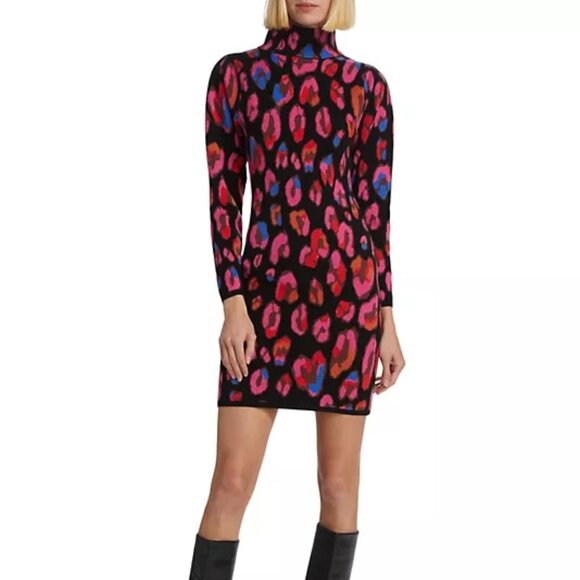 EUC Farm Rio Iridescent Leopards Sweater Dress Sz XS - Picture 11 of 11